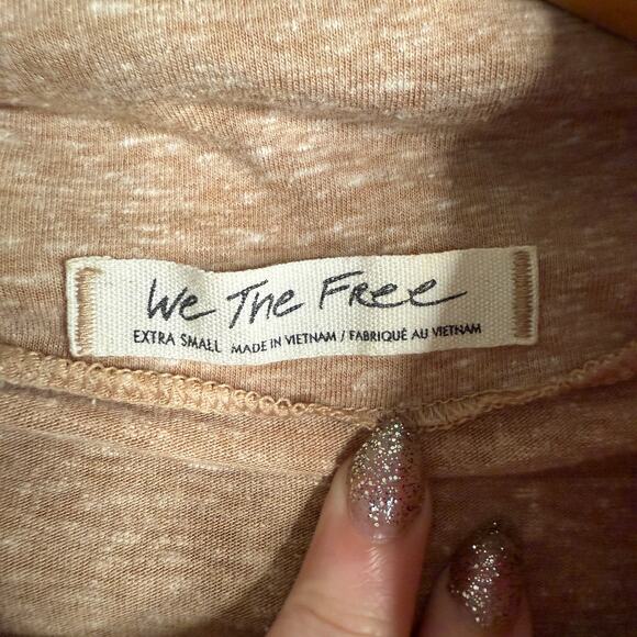 FREE PEOPLE | We the Free Oatmeal Heather Oversized Funnel neck tee Extra Small - Picture 3 of 5